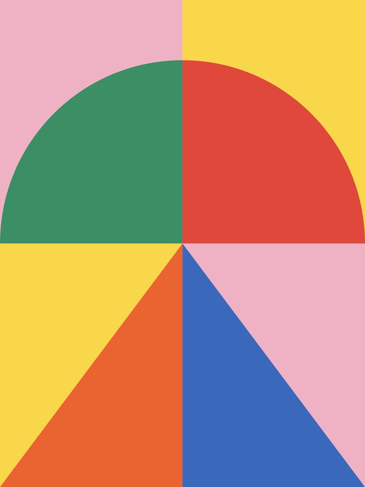 Bauhaus Geometric, Exhibition, museum, mid century, retro, vintage, bright, 90s, 70s style design