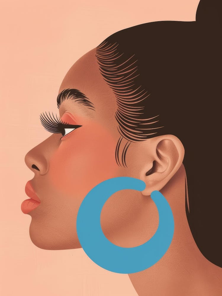Illustration Of A Woman Wearing Hoop Earrings