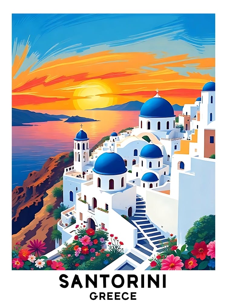 Santorin - Griechenland Vintage Reiseplakat 35
