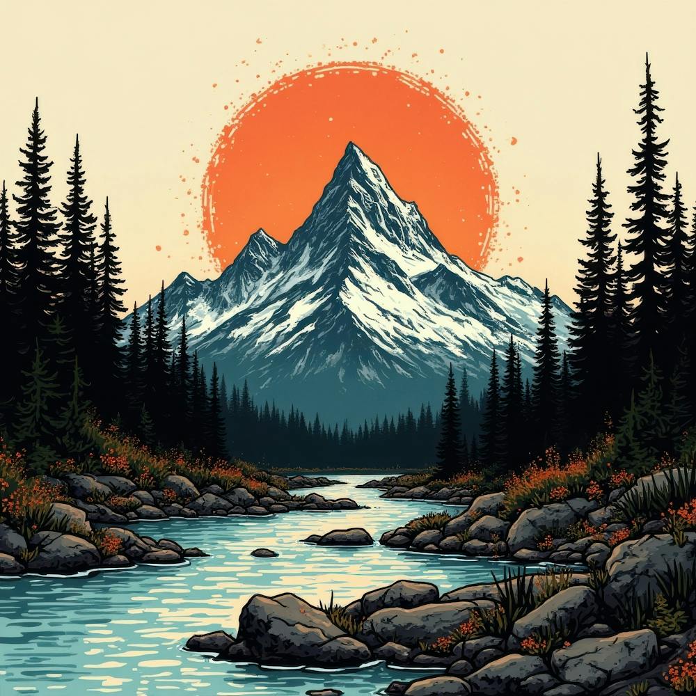 Peinture de Paysage Montagneux 1