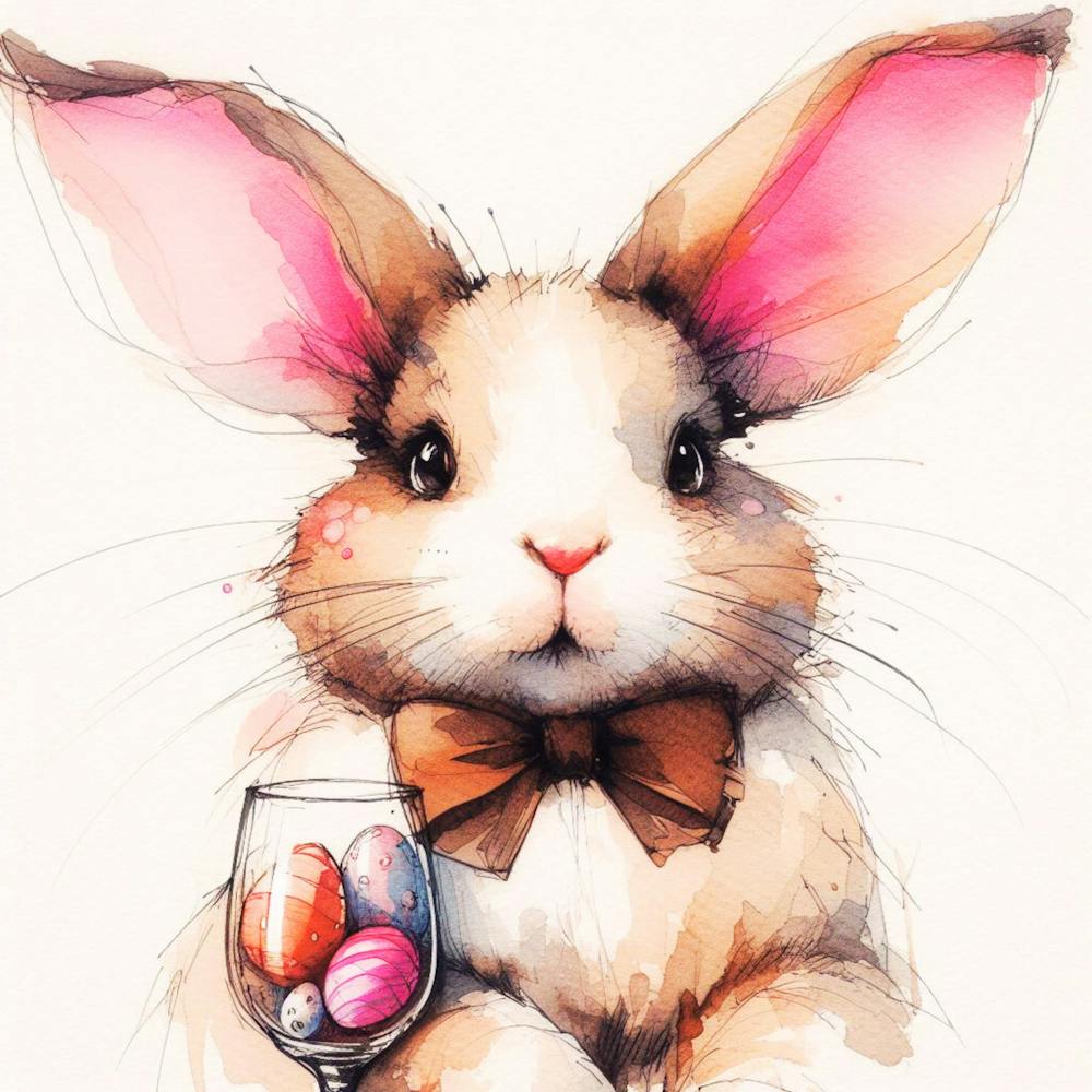 Easter bunny with wine glass 2
