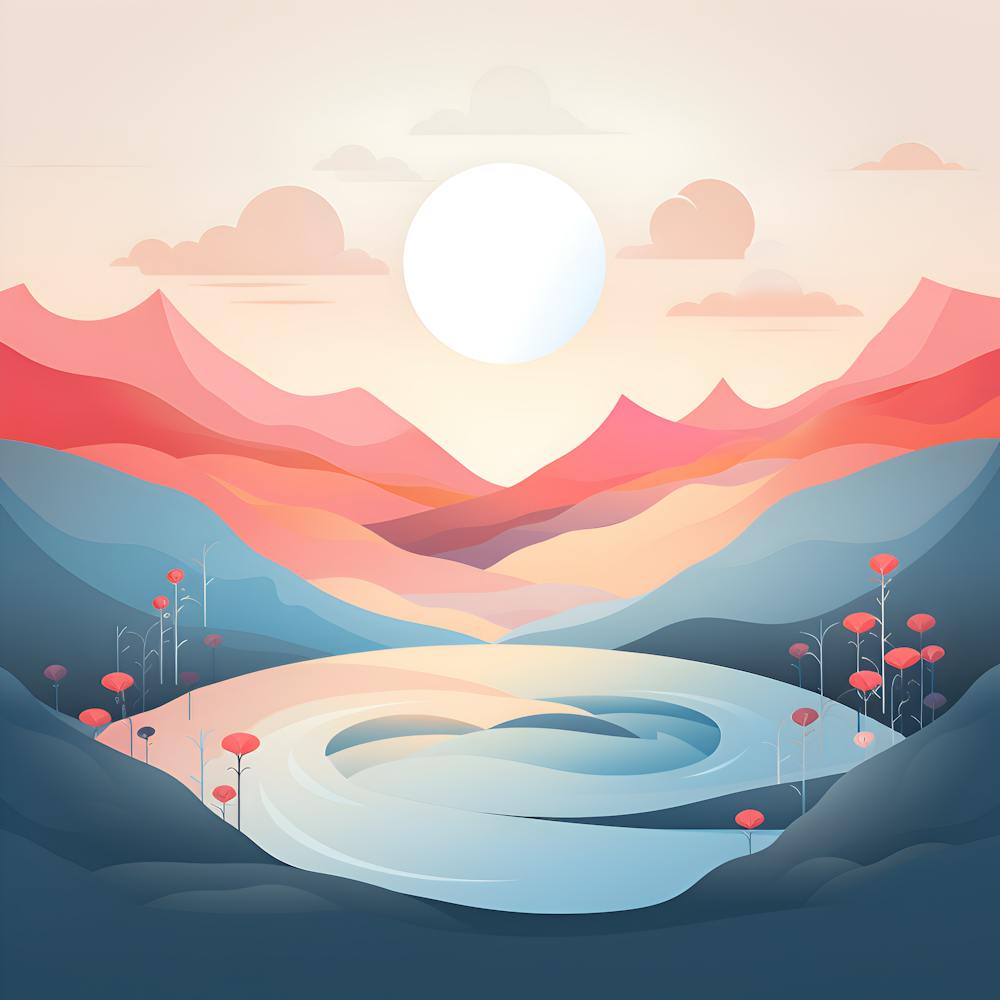 Landschaft mit Bergen und Fluss