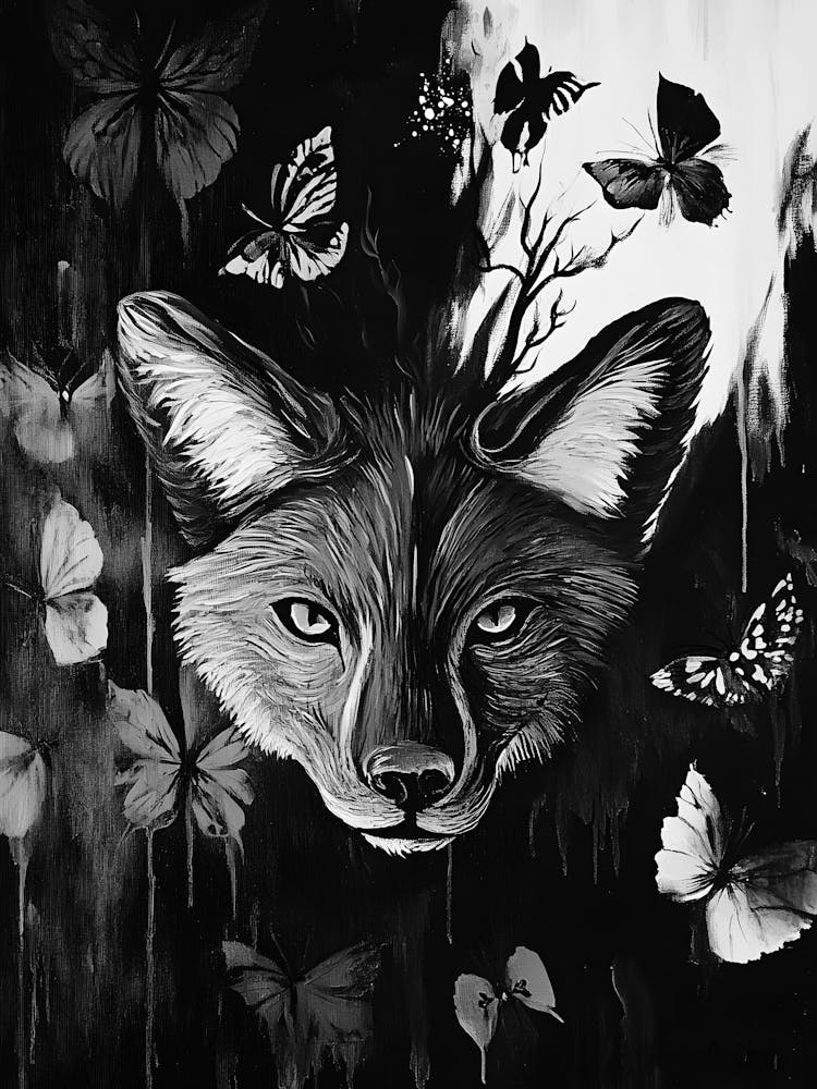Fox With Butterflies