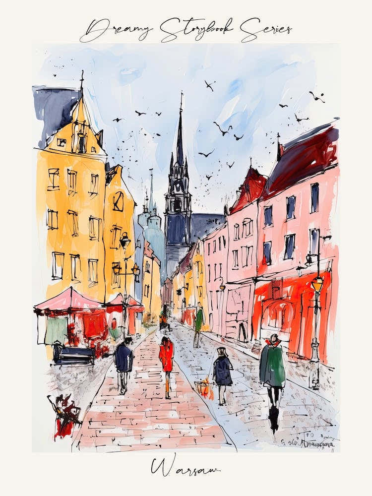 Poster Of Warsaw, Dreamy Storybook Illustration 2