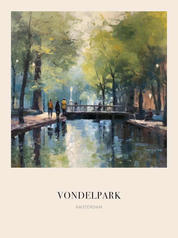 Vondelpark Amsterdam 2 Vintage Cezanne Inspired Poster
