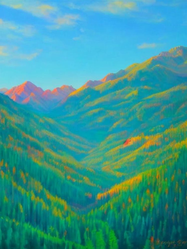 Sequoia National Park United States Of America Blue Oil Painting 2
