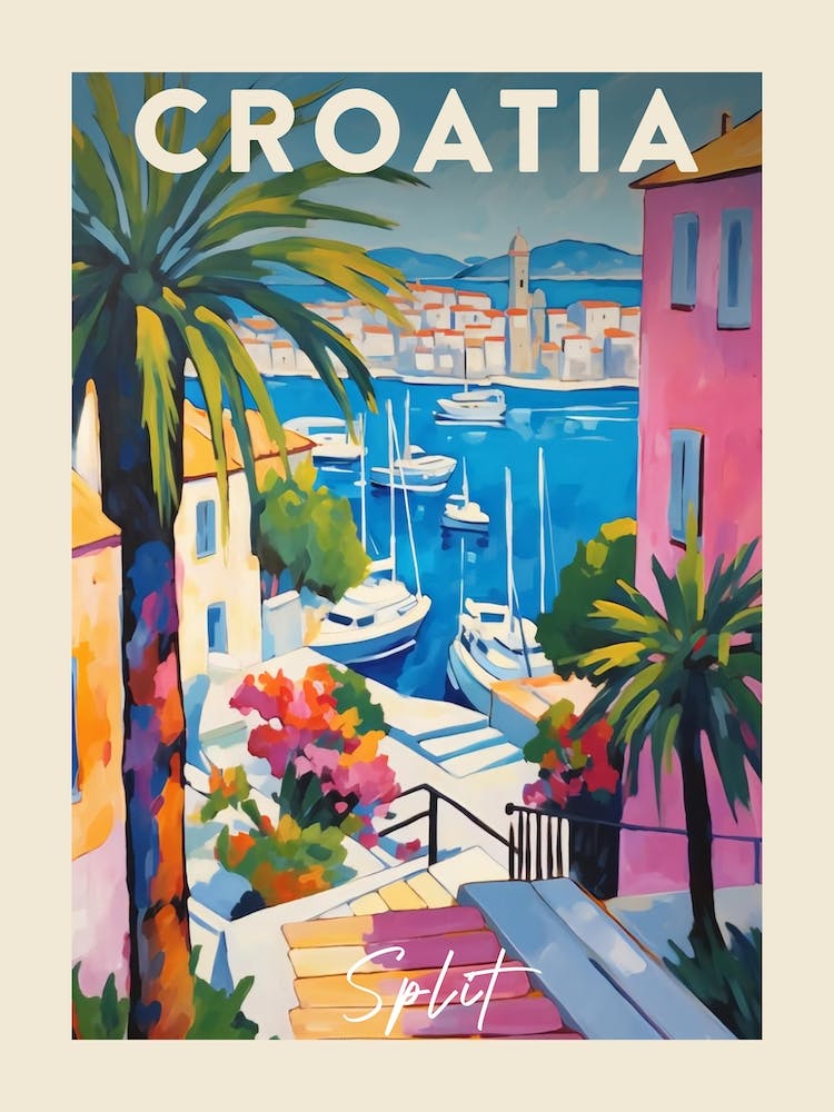 Split Croatia 1 Fauvist Painting Travel Poster