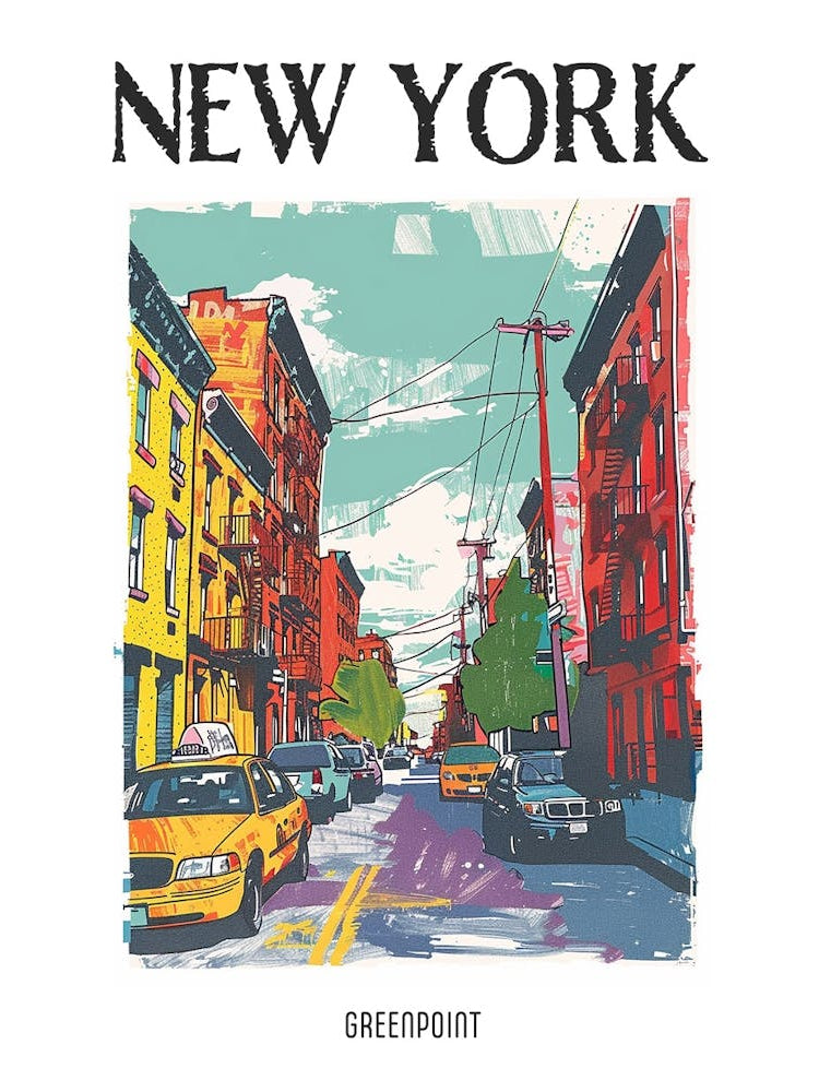Greenpoint New York Colourful Silkscreen Illustration 4 Poster