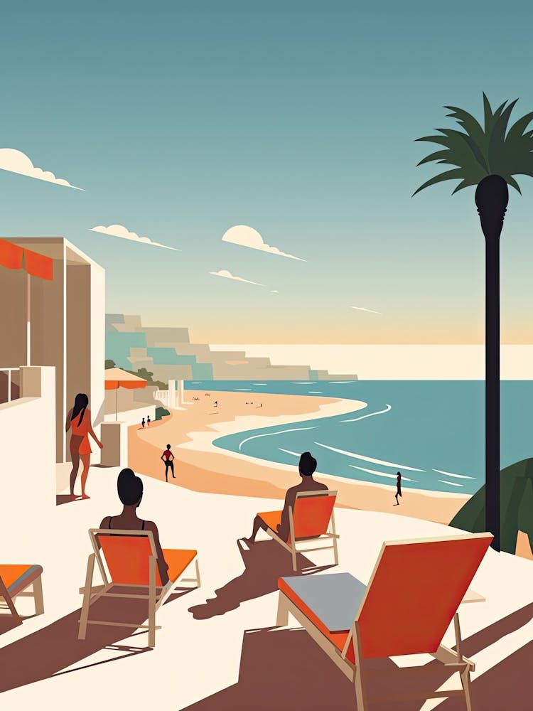 Malibu Beach California, Usa, Bold Outlines 1
