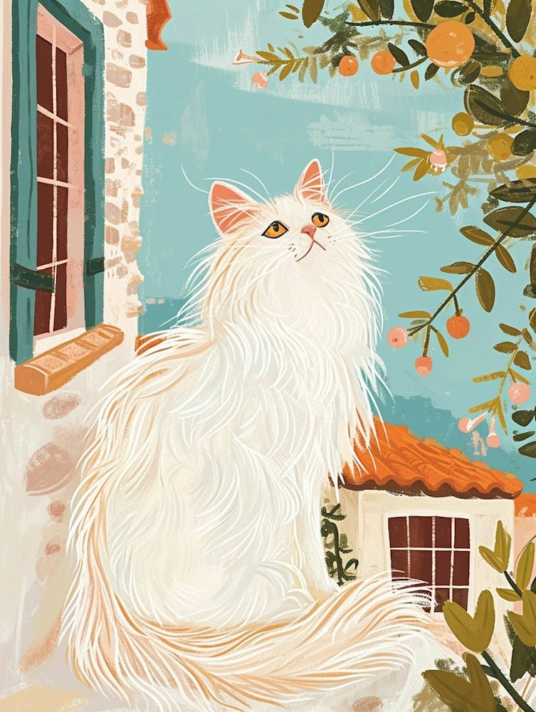 Turkish Angora Storybook Illustration 3