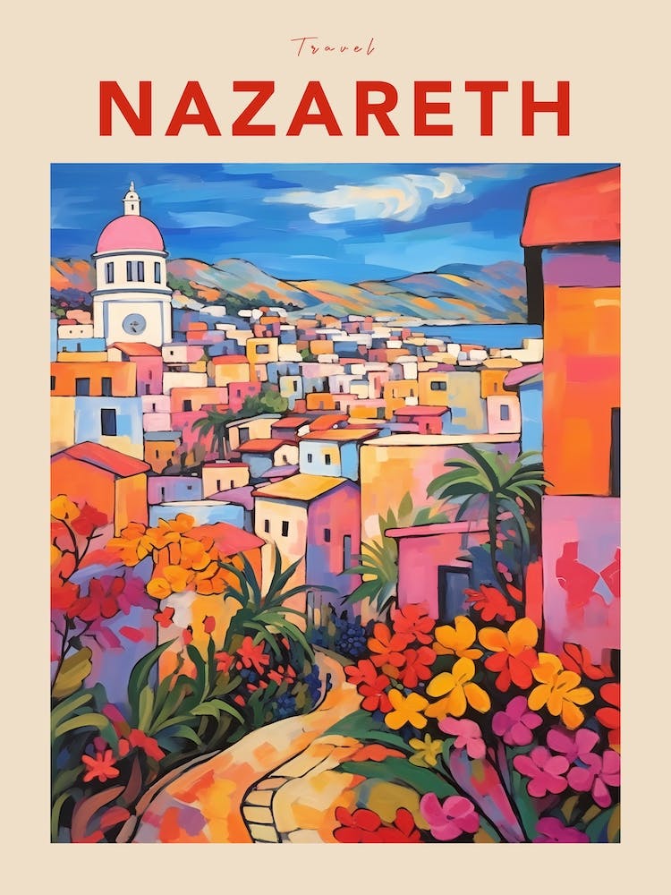Nazareth Israel 3 Fauvist Travel Poster