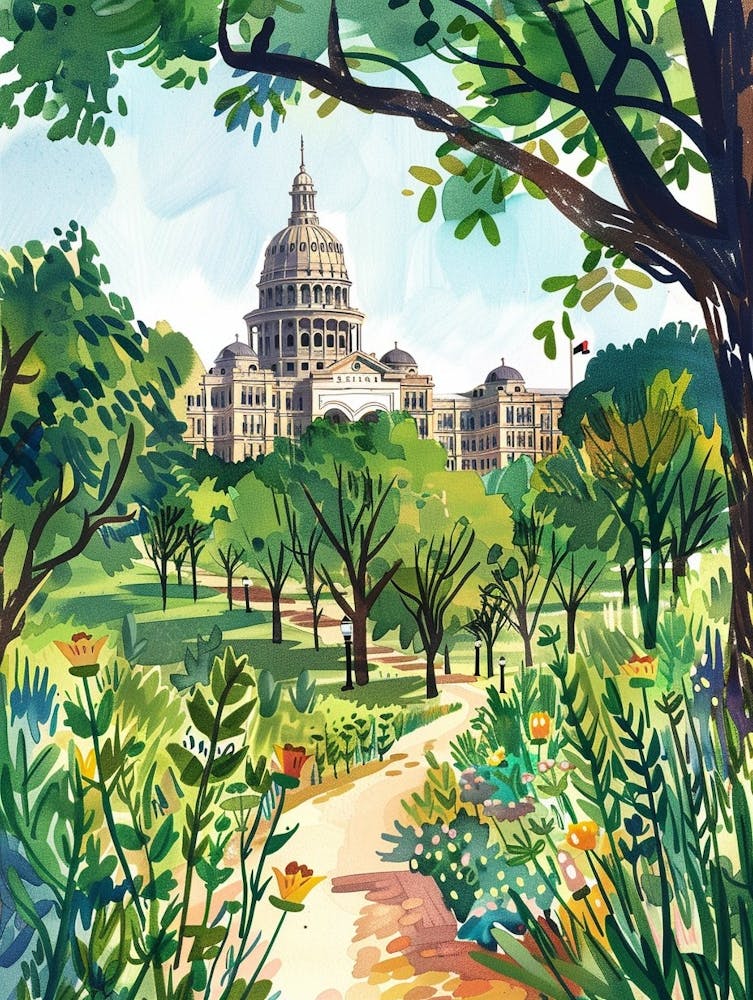 Storybook Illustration The Austin Texas State Capitol Austin Texas 3