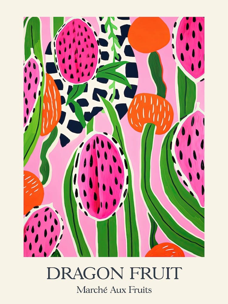 Marche Aux Fruits Dragon Fruit Fruit Summer Illustration 1