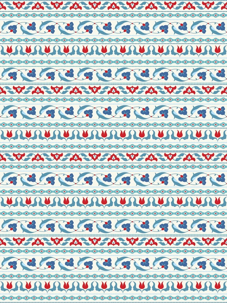 Red White And Blue — Iznik Turkish pattern, floral decor