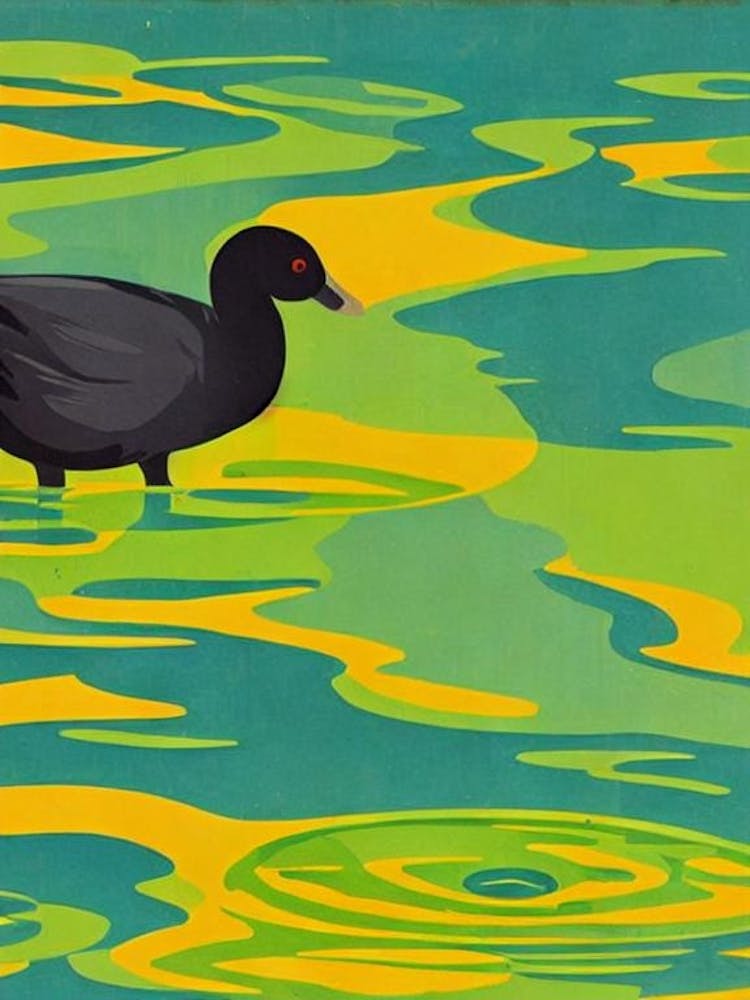 Coot Midcentury Illustration Bird
