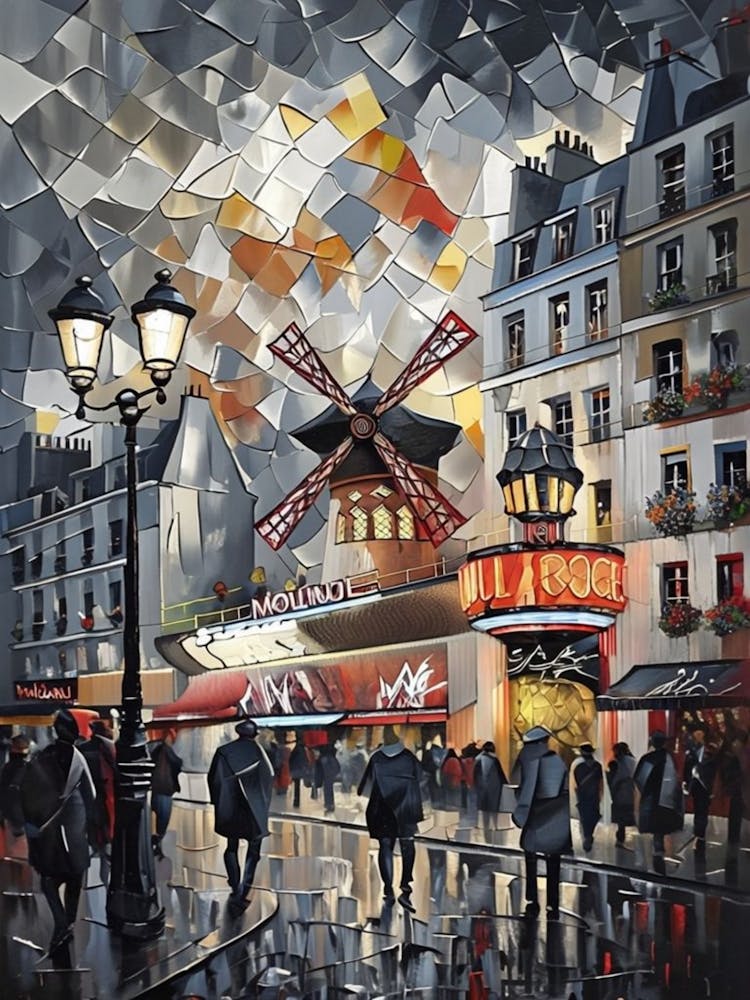 Cubist Painting Of Moulin Rouge