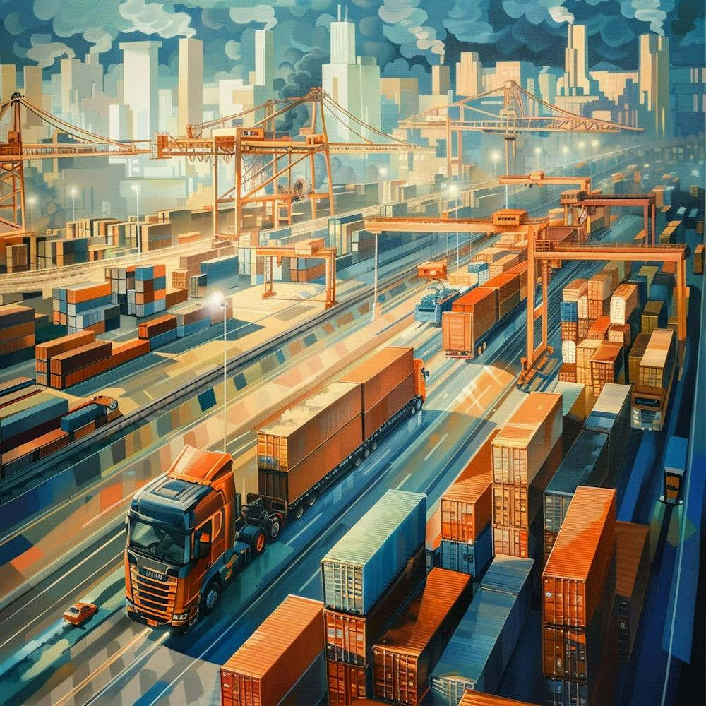 Freight Train In A City