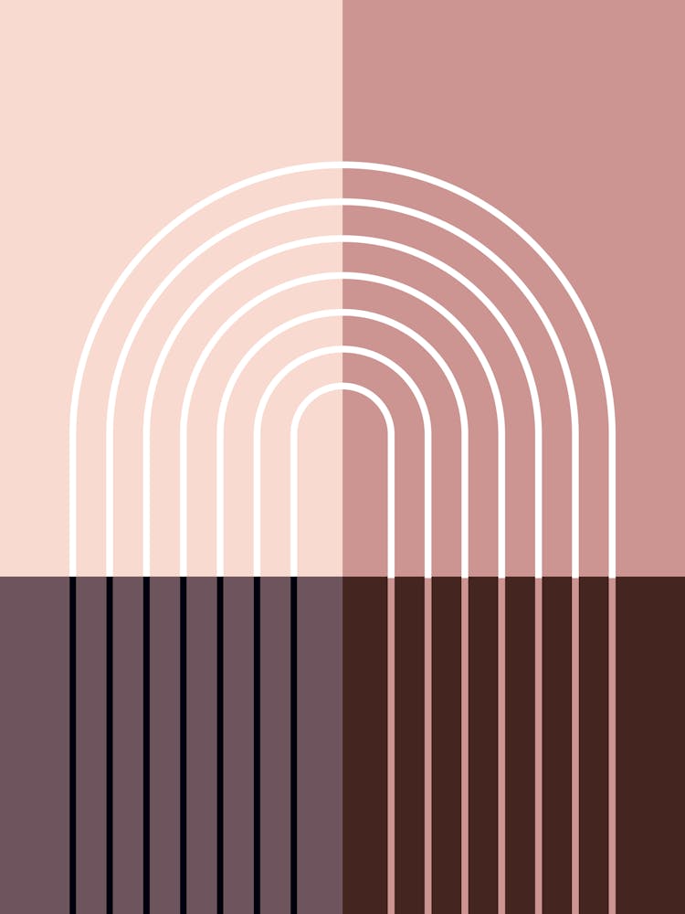Rainbow Colour Block Line Modern Midcentury Abstract 8