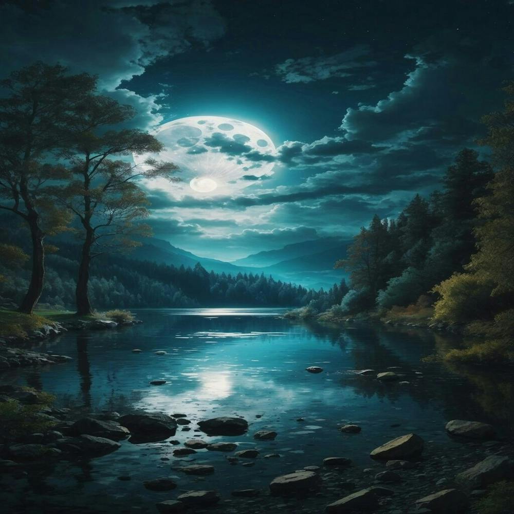 Full Moon Over Lake