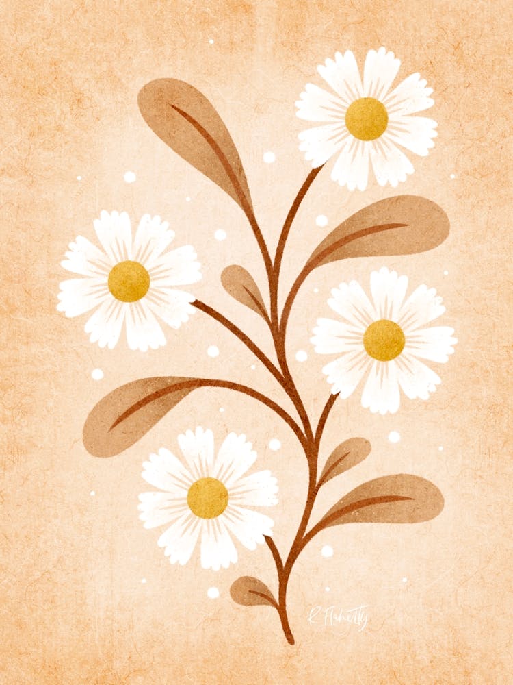 Vintage Beige Daisies