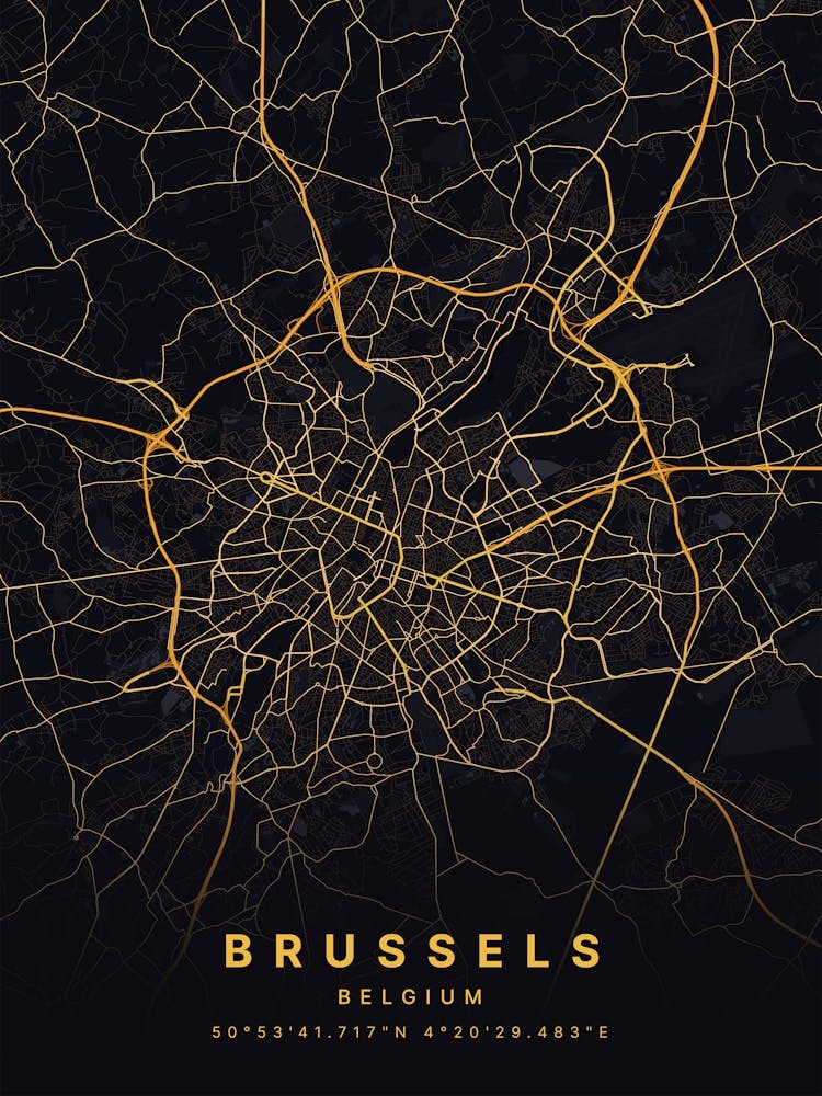 Brüssel Deutschland Schwarz-Gold Karte