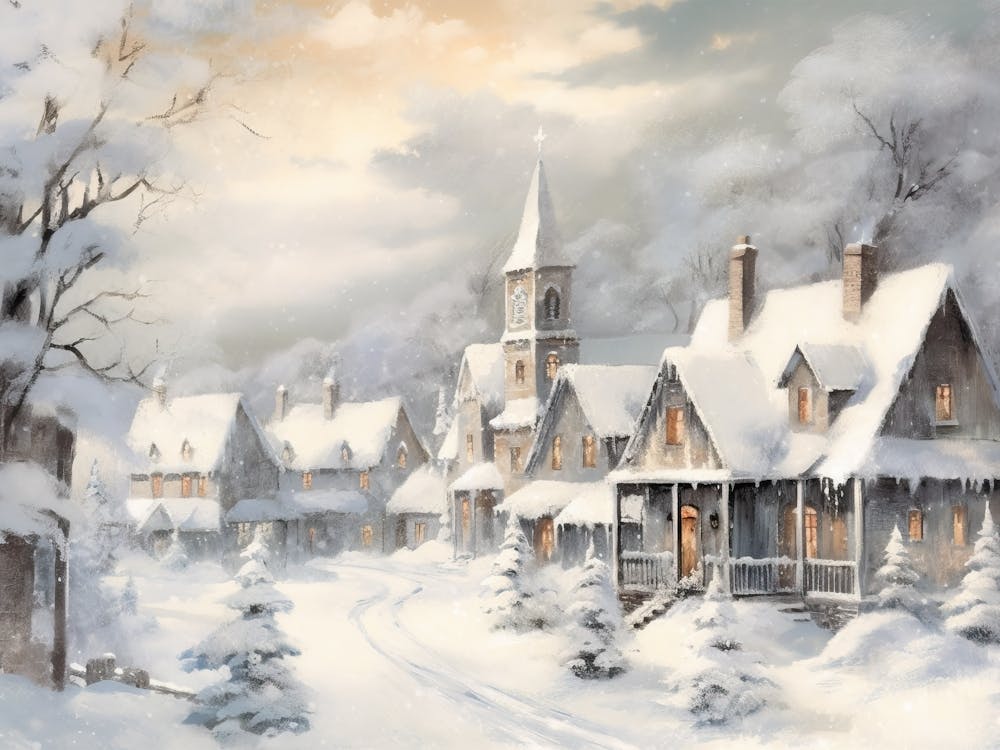 Winter Village Scene