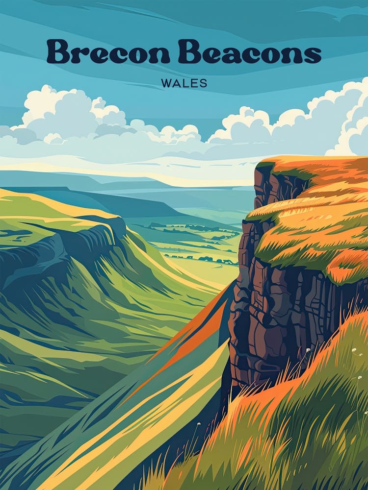 Brecon Beacons Wales Mountain Travel Art