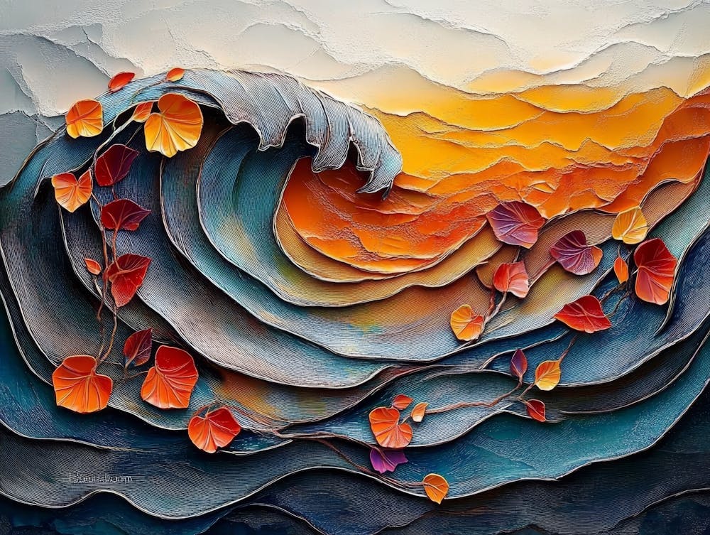 3d Colorful Wave Oil Painting