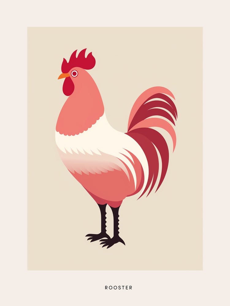 Minimalist Rooster 3 Bird Poster