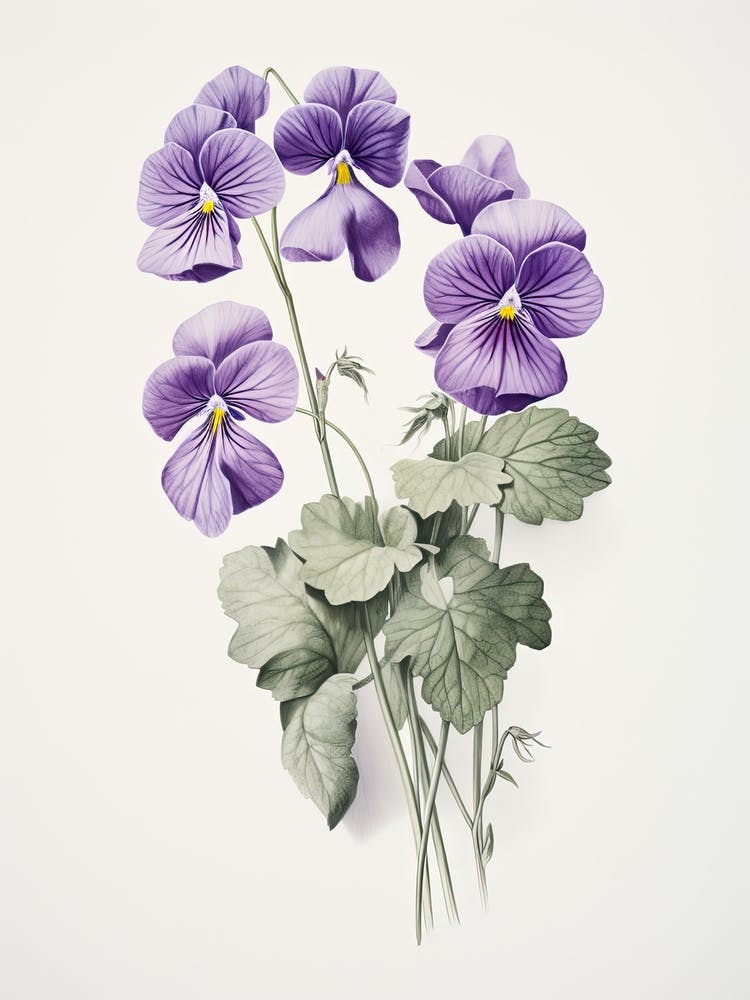 Violets Flower Vintage Botanical 3