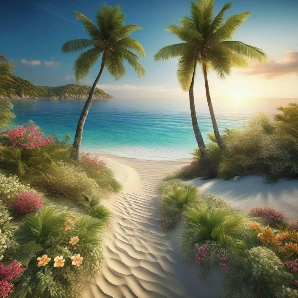 Beach Path With Palm Trees