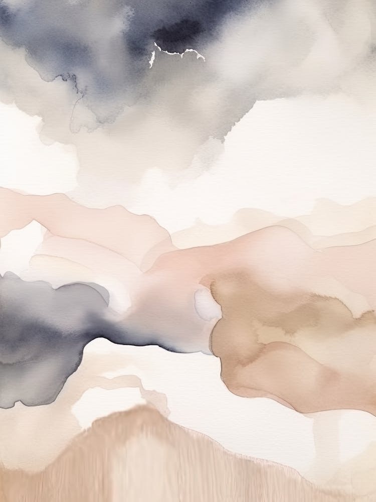 Watercolour Abstract Pink And Beige 2