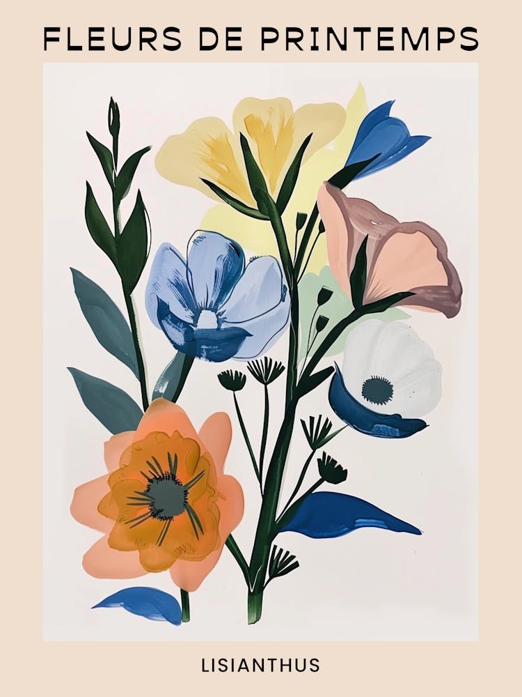Spring Floral French Poster  Lisianthus 2