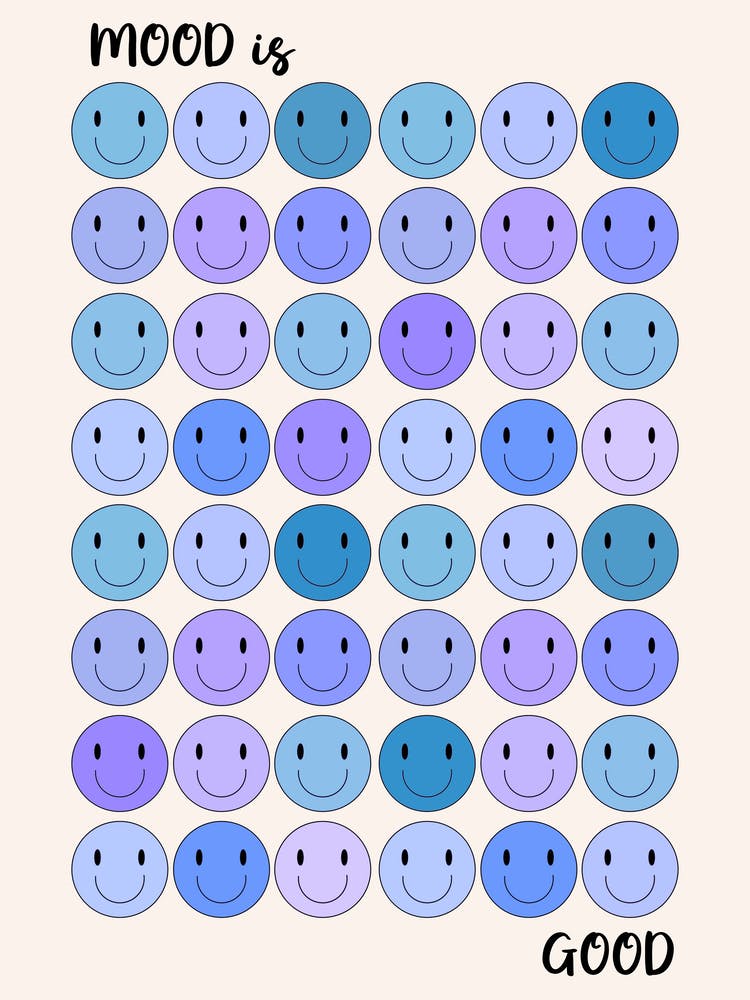 Happy Smiley Face Blue Mood