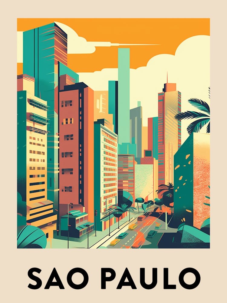 Sao Paulo 4 Vintage Travel Poster
