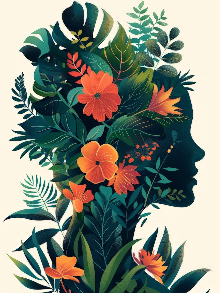 Portrait Of A Woman With Flowers 6