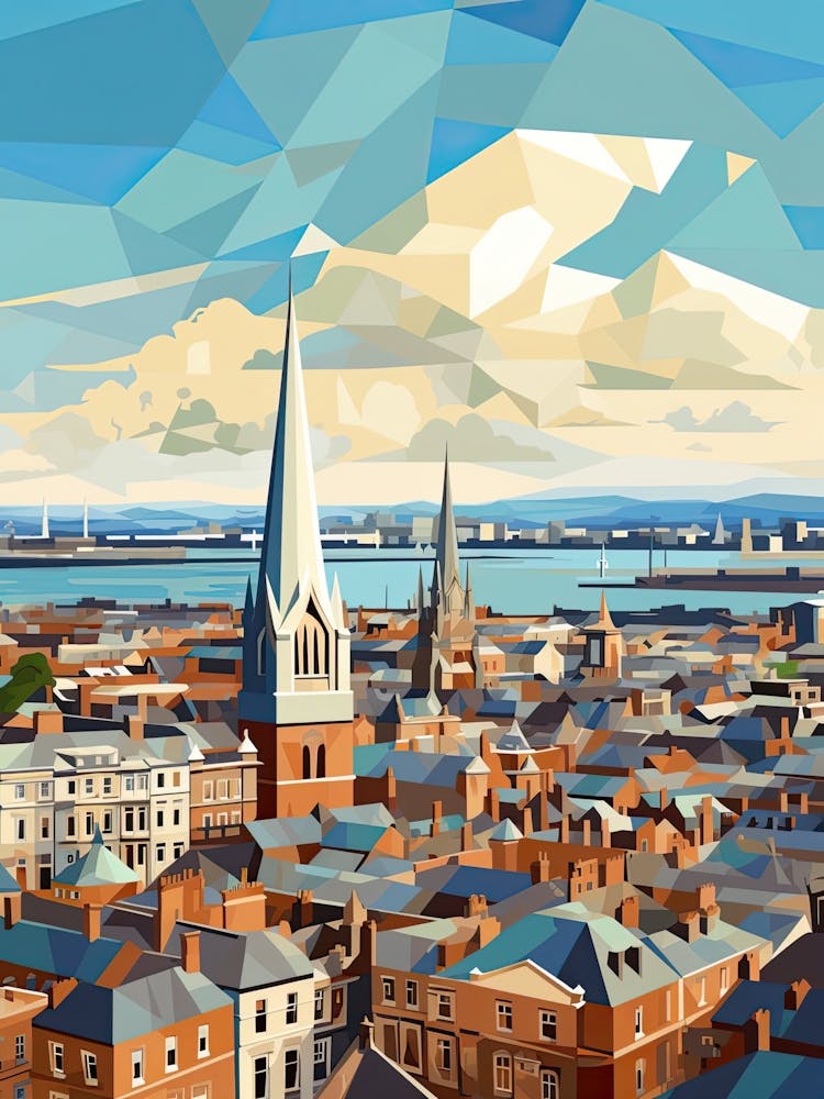Dublin, Ireland, Geometric Illustration 2