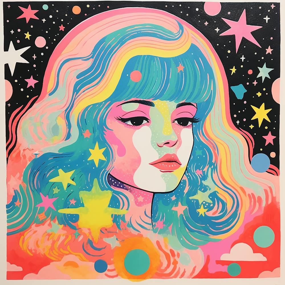 Surreal Space Girl Illustration