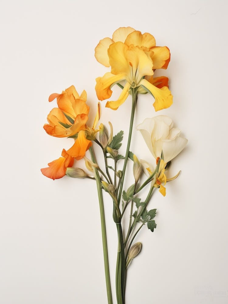 Pressed Flower Botanical Art Freesia 1