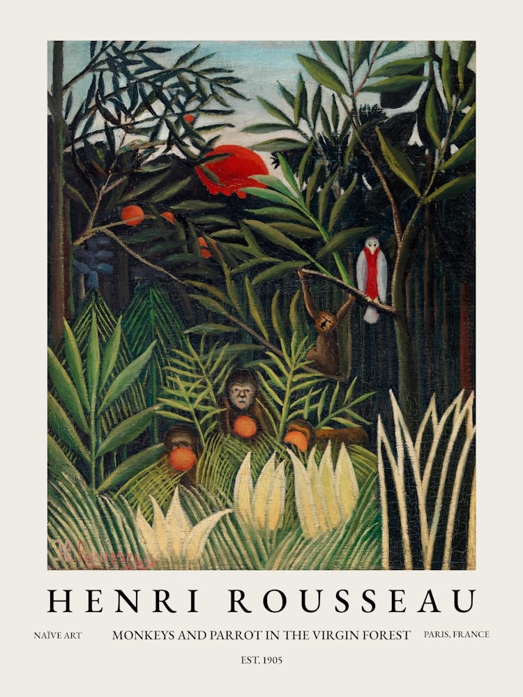 Henri Rousseau Monkeys And Parrot In The Virgin Forest