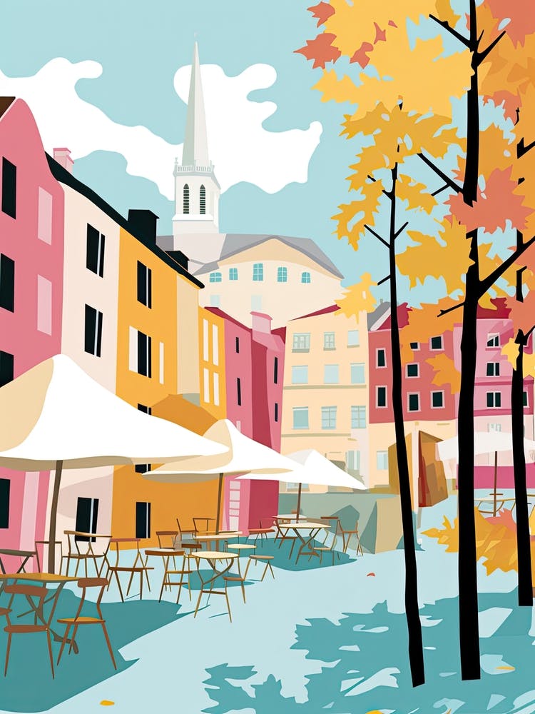 Tampere, Finland, Flat Pastels Tones Illustration 2