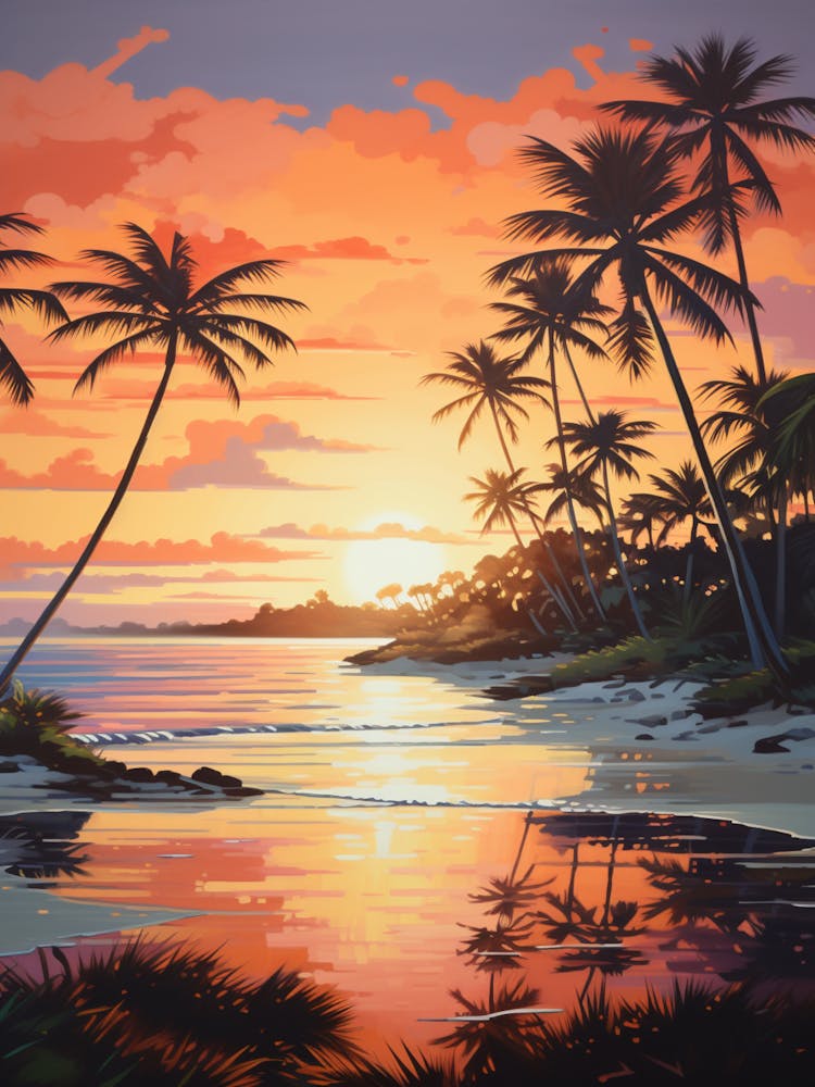 A Vibrant Painting Of Eagle Beach Aruba 2