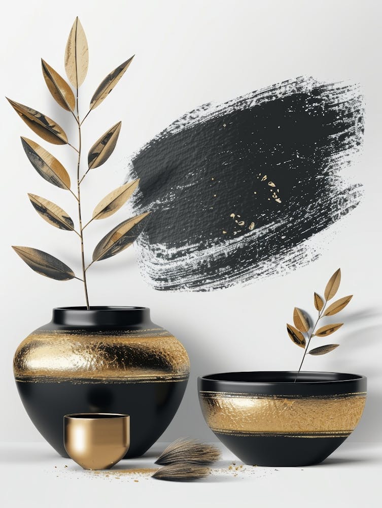 Goldene und Schwarze Vase 1