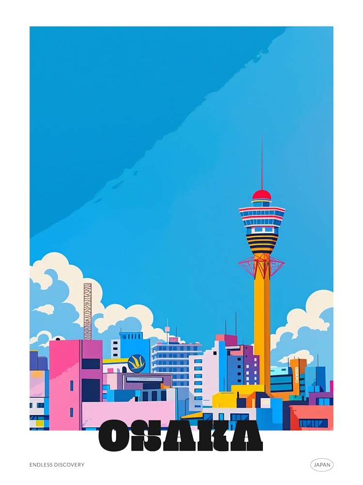 Osaka Japan 2 Colourful Travel Poster