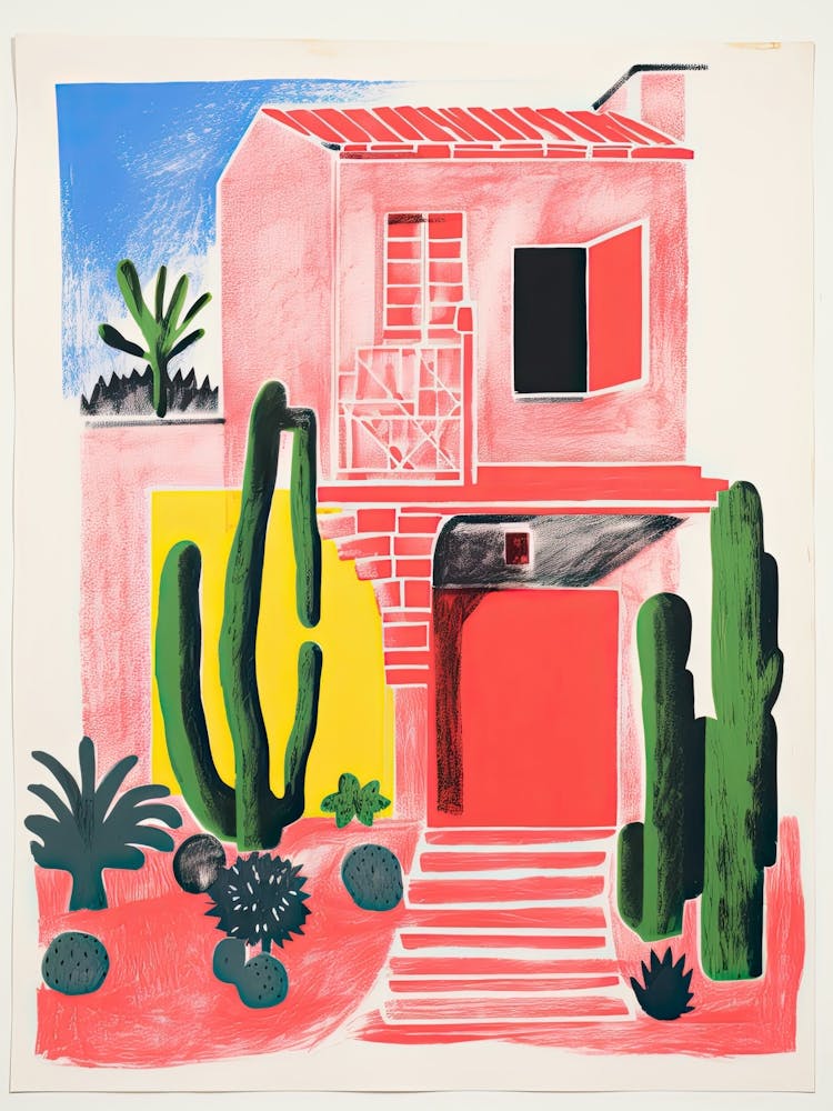 A House In Mallorca, Abstract Risograph Style 3