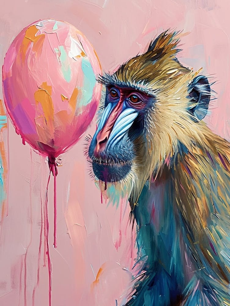 Cute Mandrill 3 With Balloon