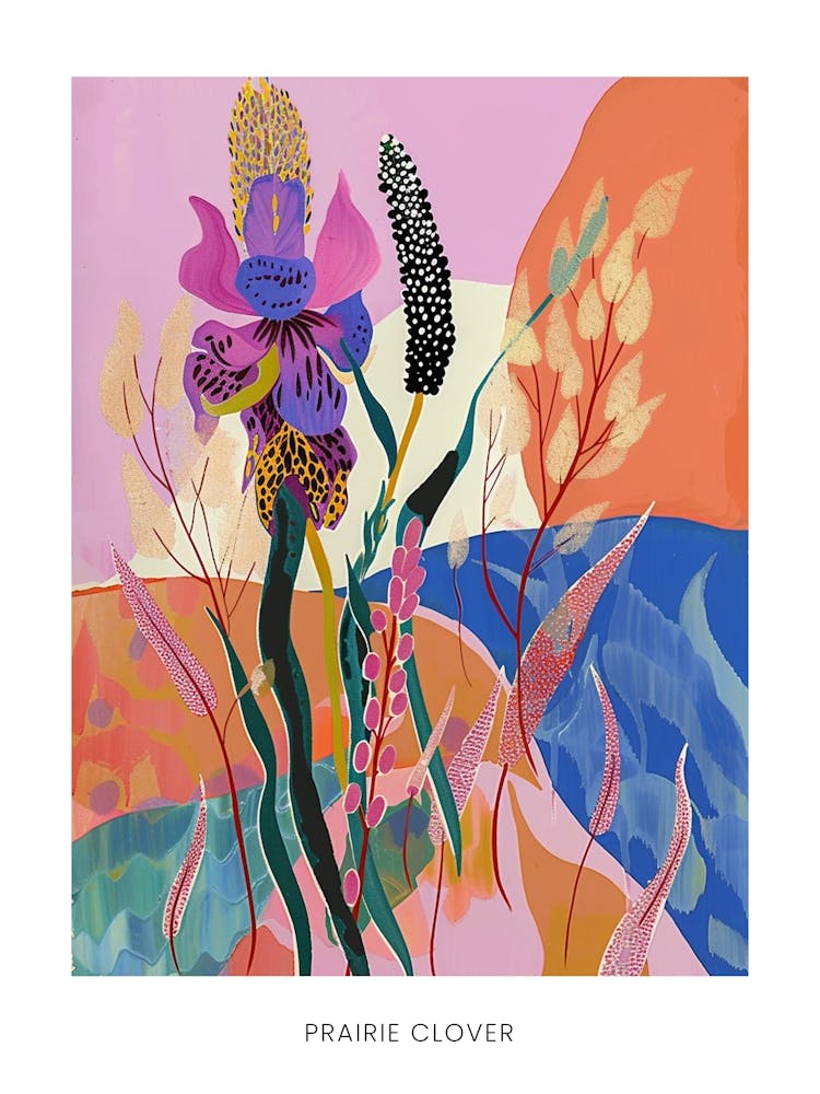 Colourful Flower Illustration Poster Prairie Clover 3