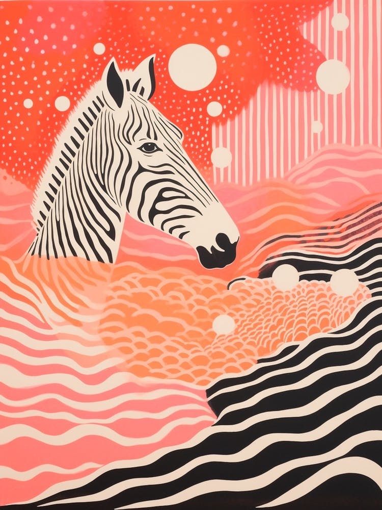 Abstract Zebra Portrait Lines