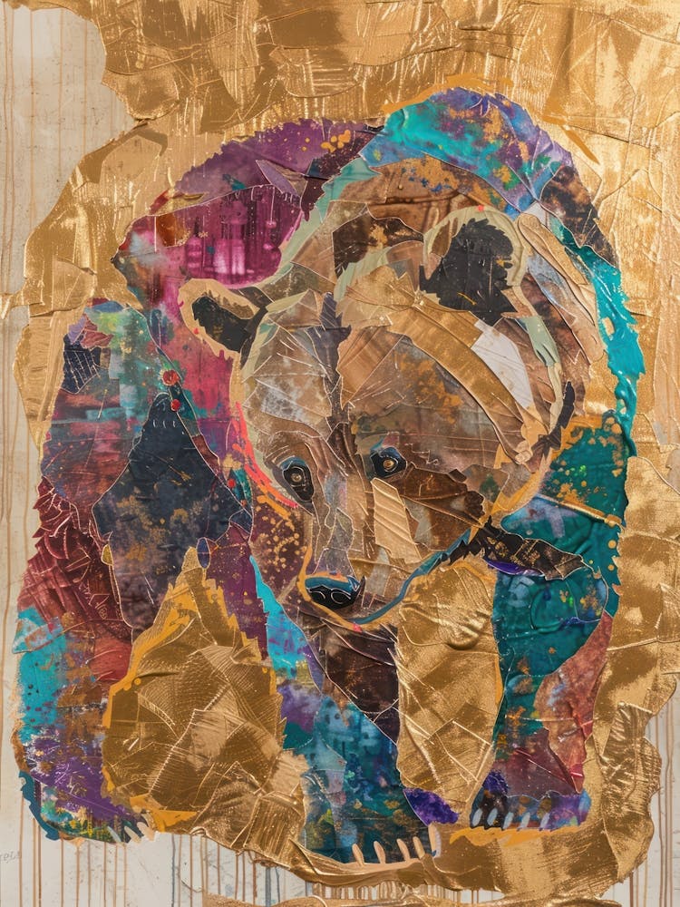Brown Bear Gold Effect Collage 3