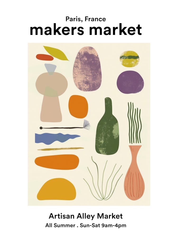 Paris, France Artisan Alley Market Poster